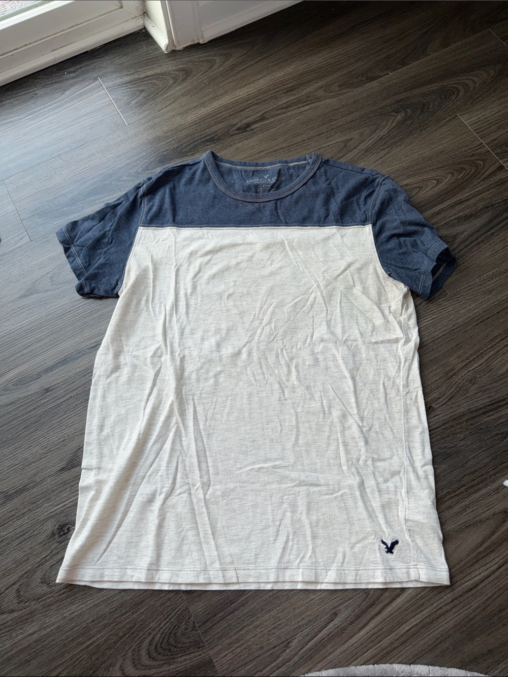 American Eagle Outfitters Navy & Cream Colorblock Short Sleeve Tee
